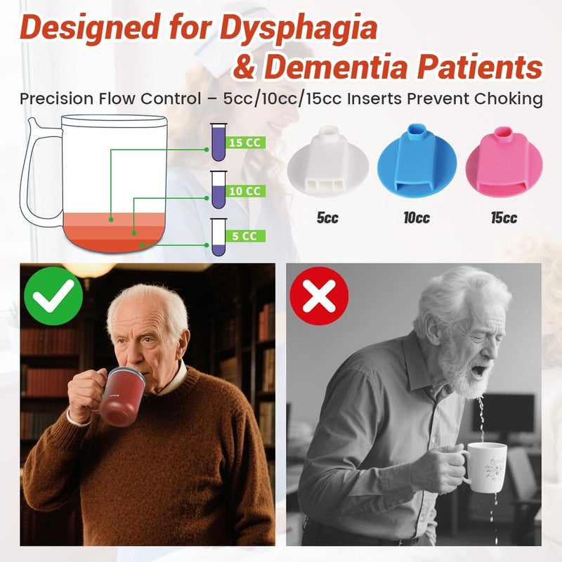 EZSLINGGLIDE Dysphagia Regulating Drinking Cups for Swallowing Difficulty - with 5cc, 10cc, & 15cc Sip Cup Options - Liquids Only - Pack of 1 (Red) - Image 3